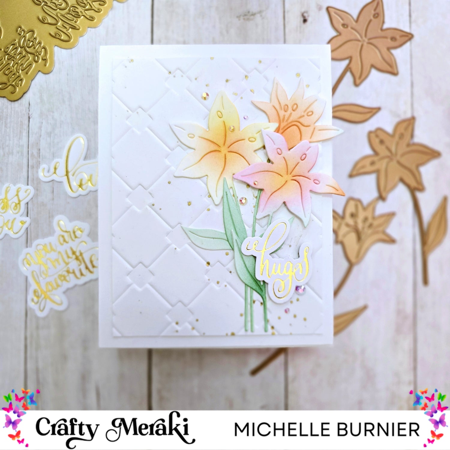 Sending Hugs with an Embossed Background