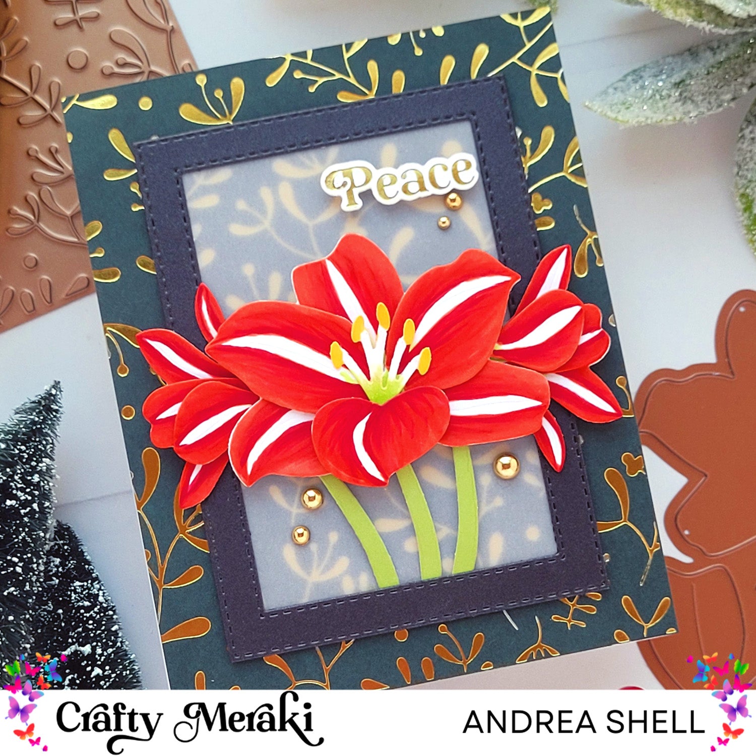 Amaryllis on Foiled Background