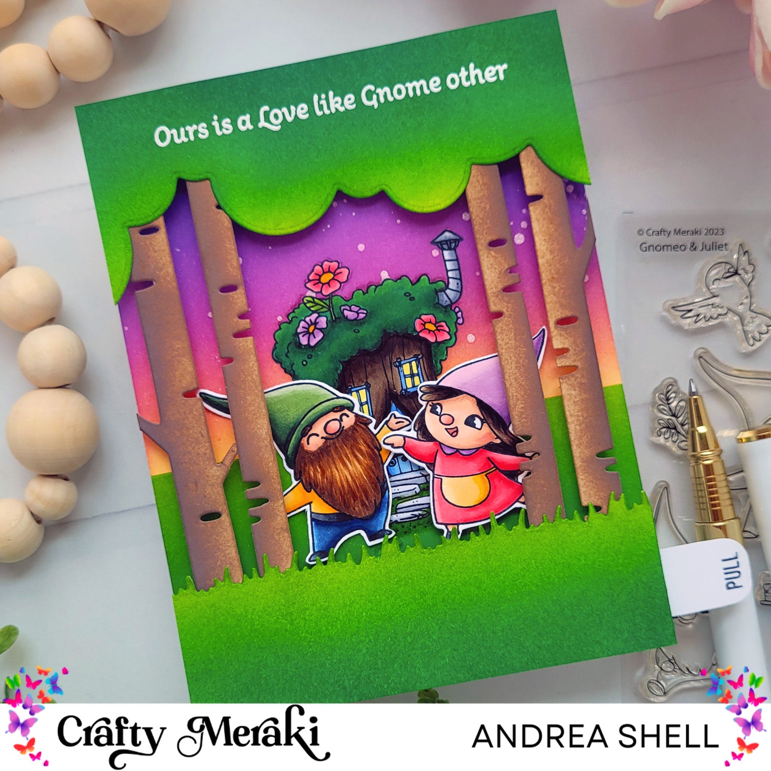Double Slider with Gnomeo & Juliet stamp