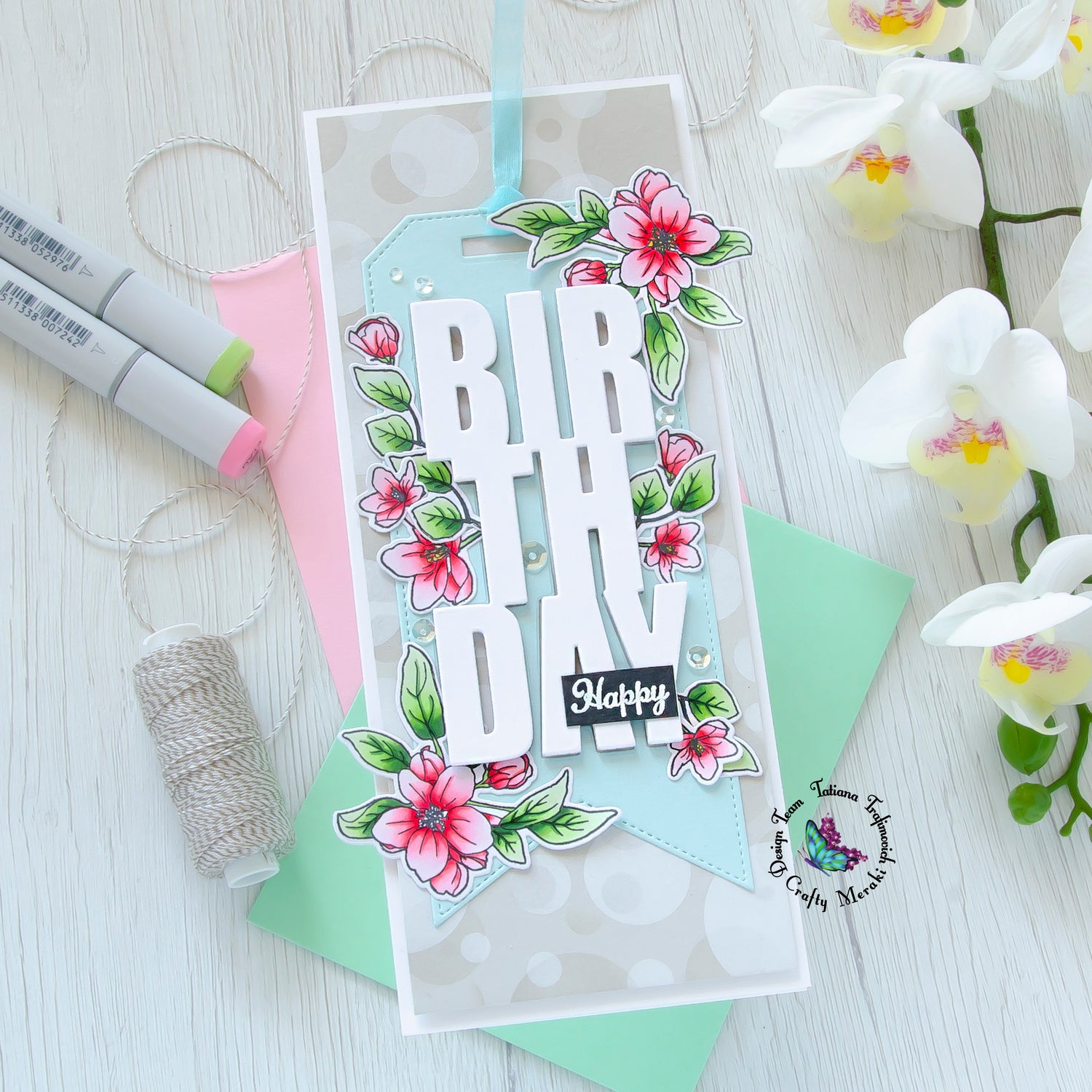 Floral birthday card by Tatiana