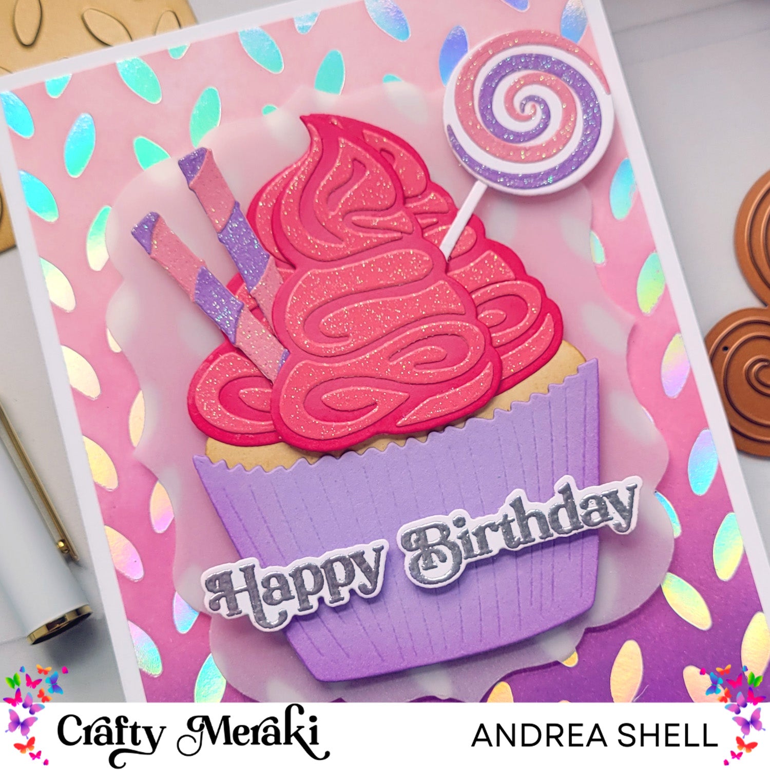Crafty Meraki 4th Anniversary Release: Cupcake Dies and Hot Foil Background