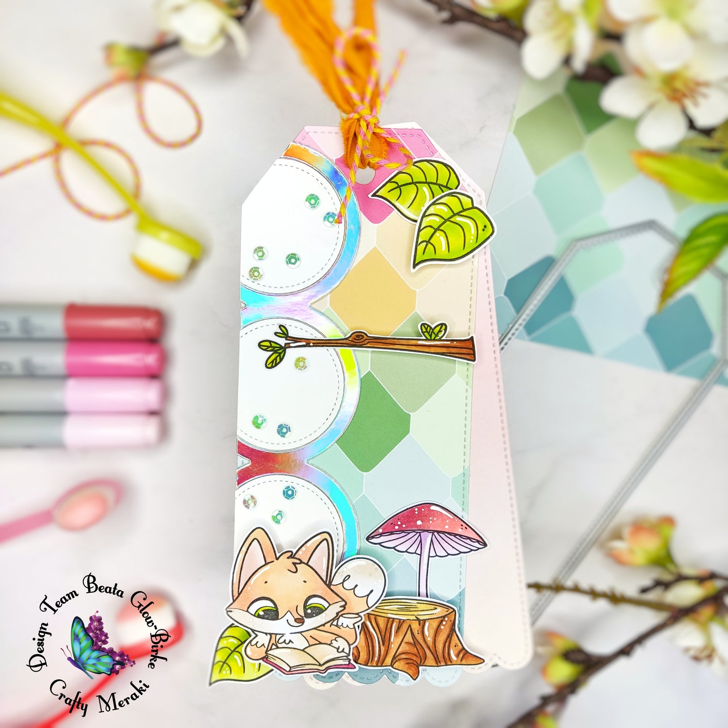 Pastel bookmark with cute fox