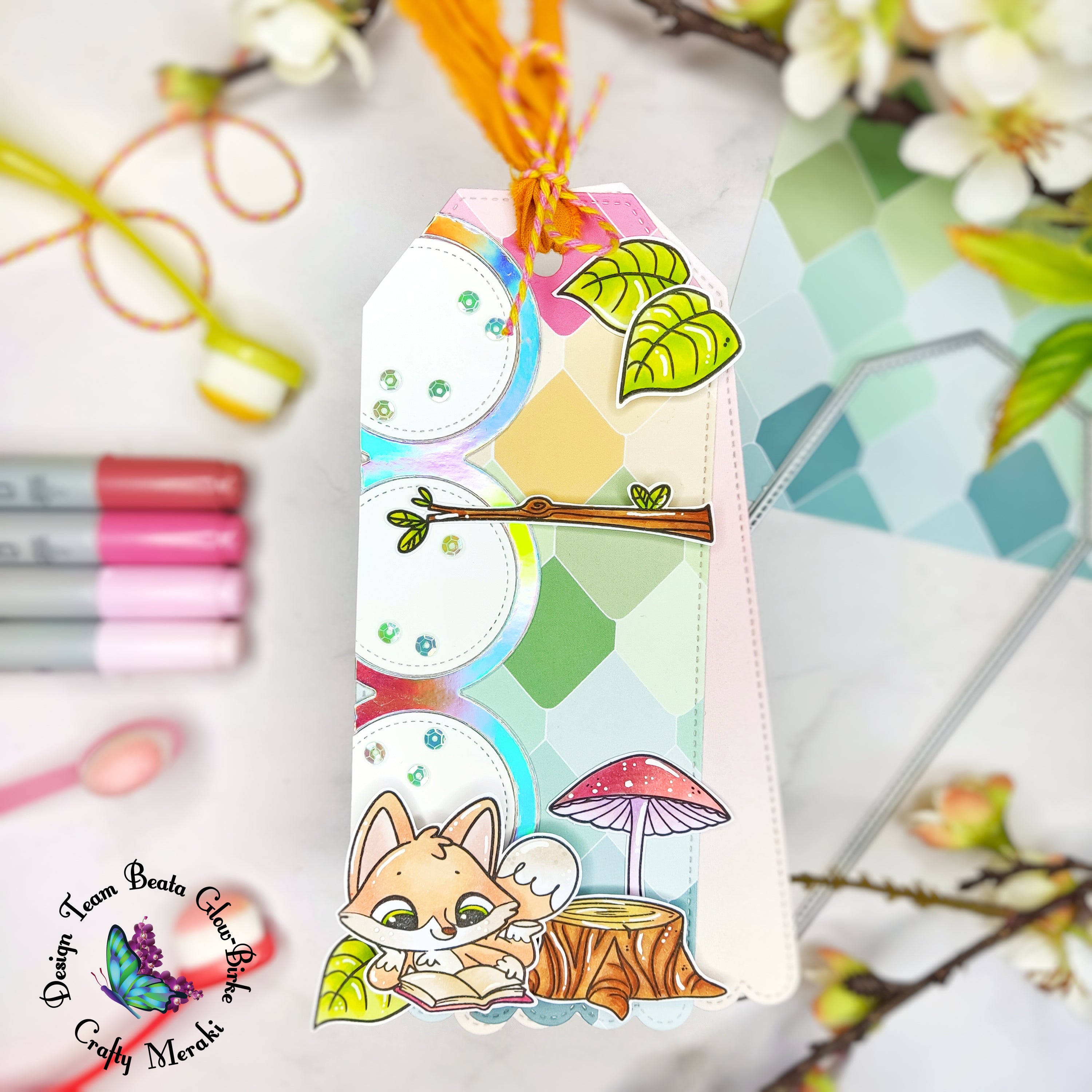 Pastel bookmark with cute fox