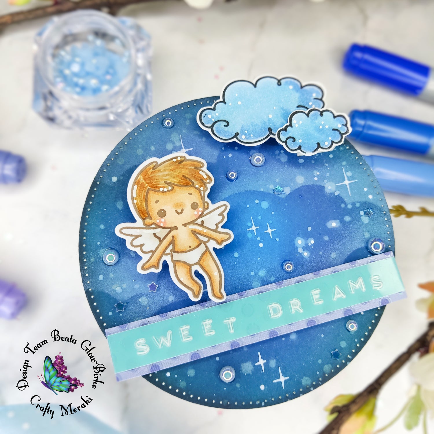 Swinging card with Crazy Cupid Love