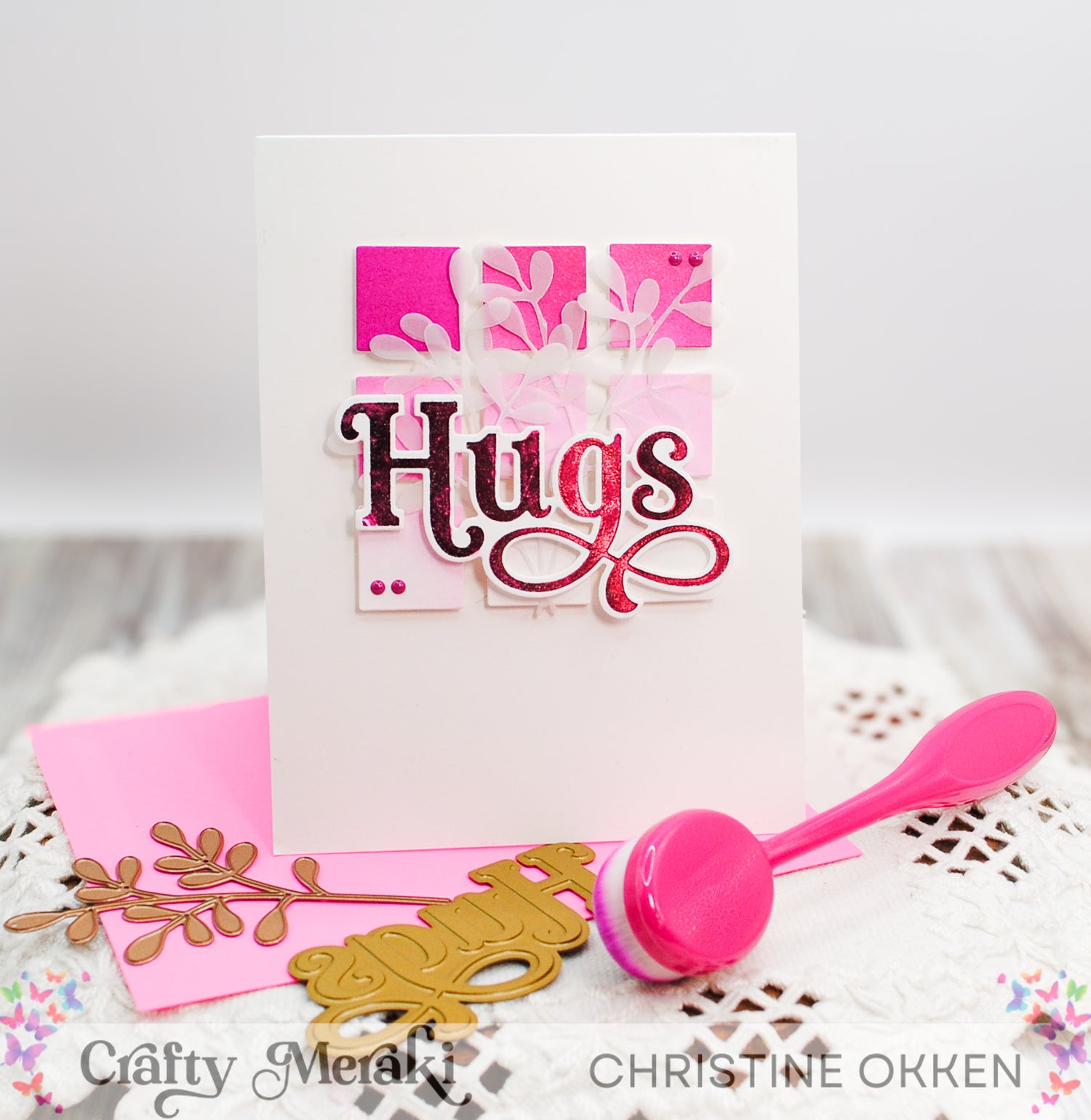 Vellum Poeny Petals on a pink card