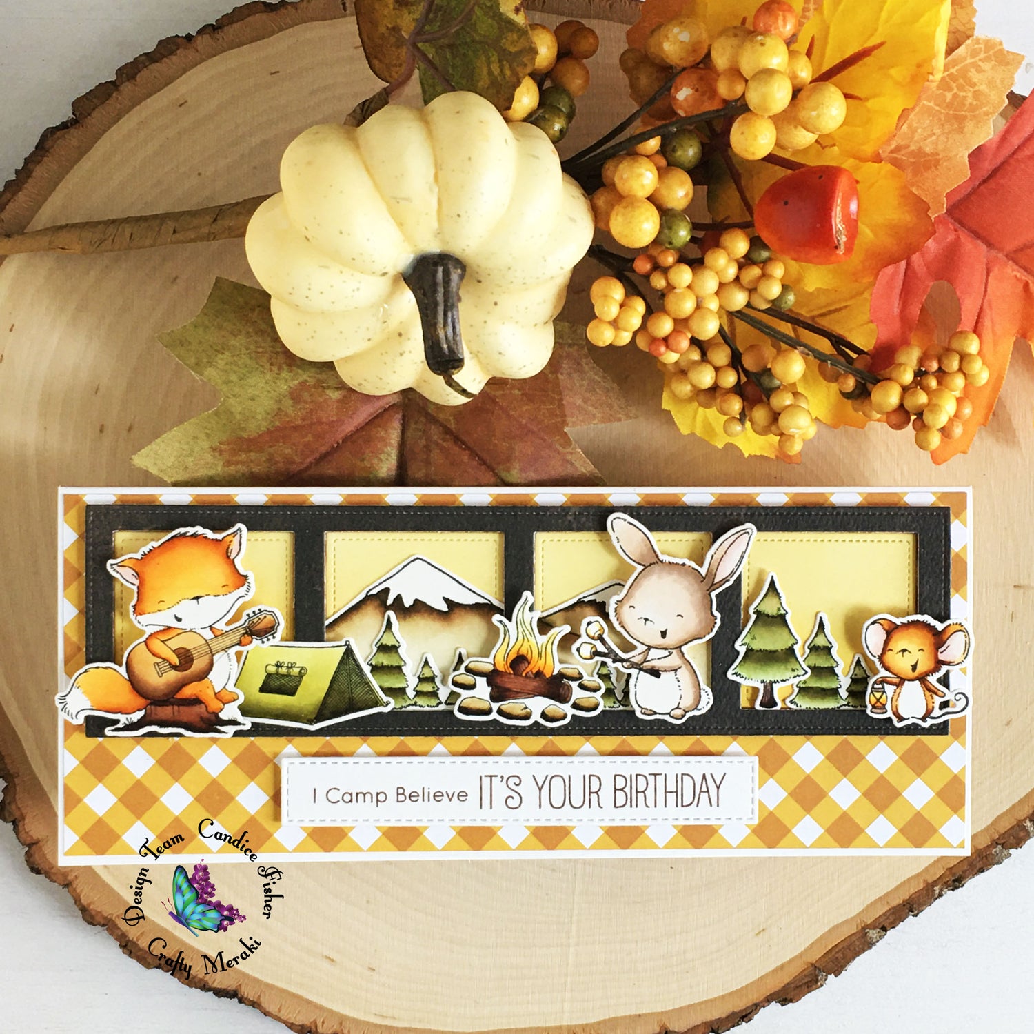 Camping themed birthday card by Candice