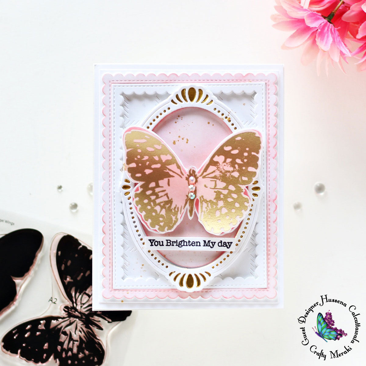 Embossed Butterfly Encouragement Card by Guest Designer Hussena
