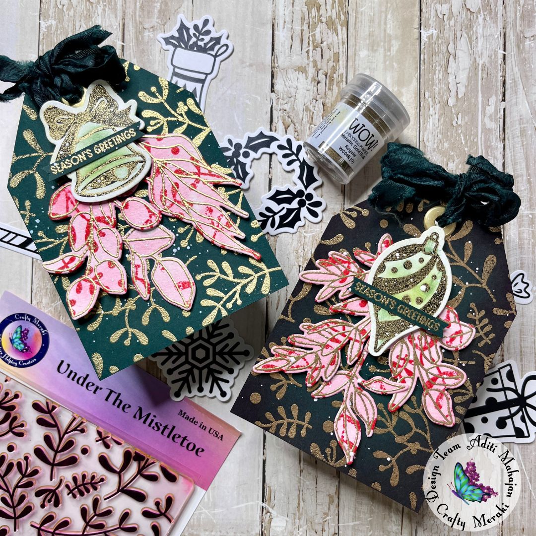 Festive tags using double stamping and embossing techniques