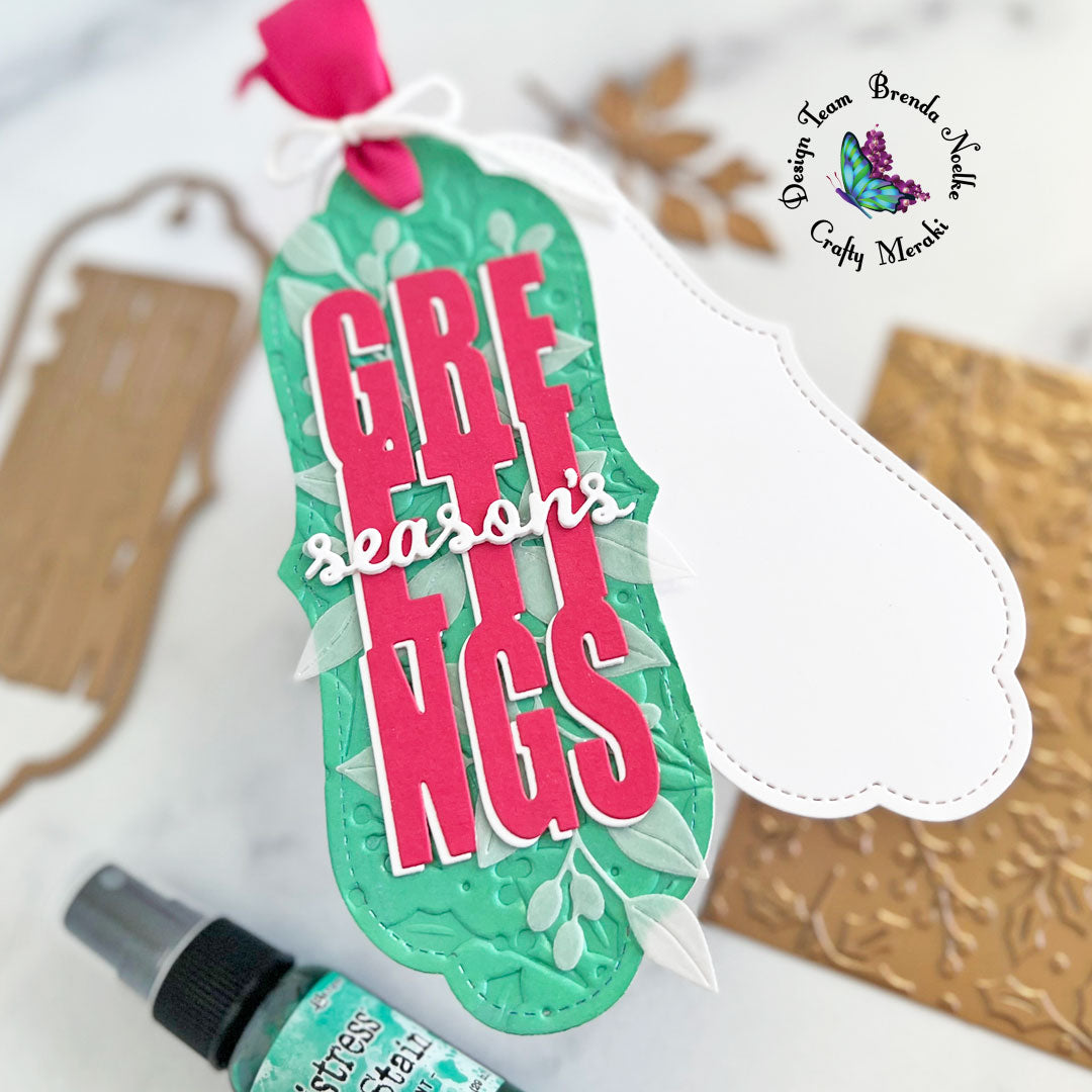 Season’s Greetings Mini Slimline Tag Card by Brenda