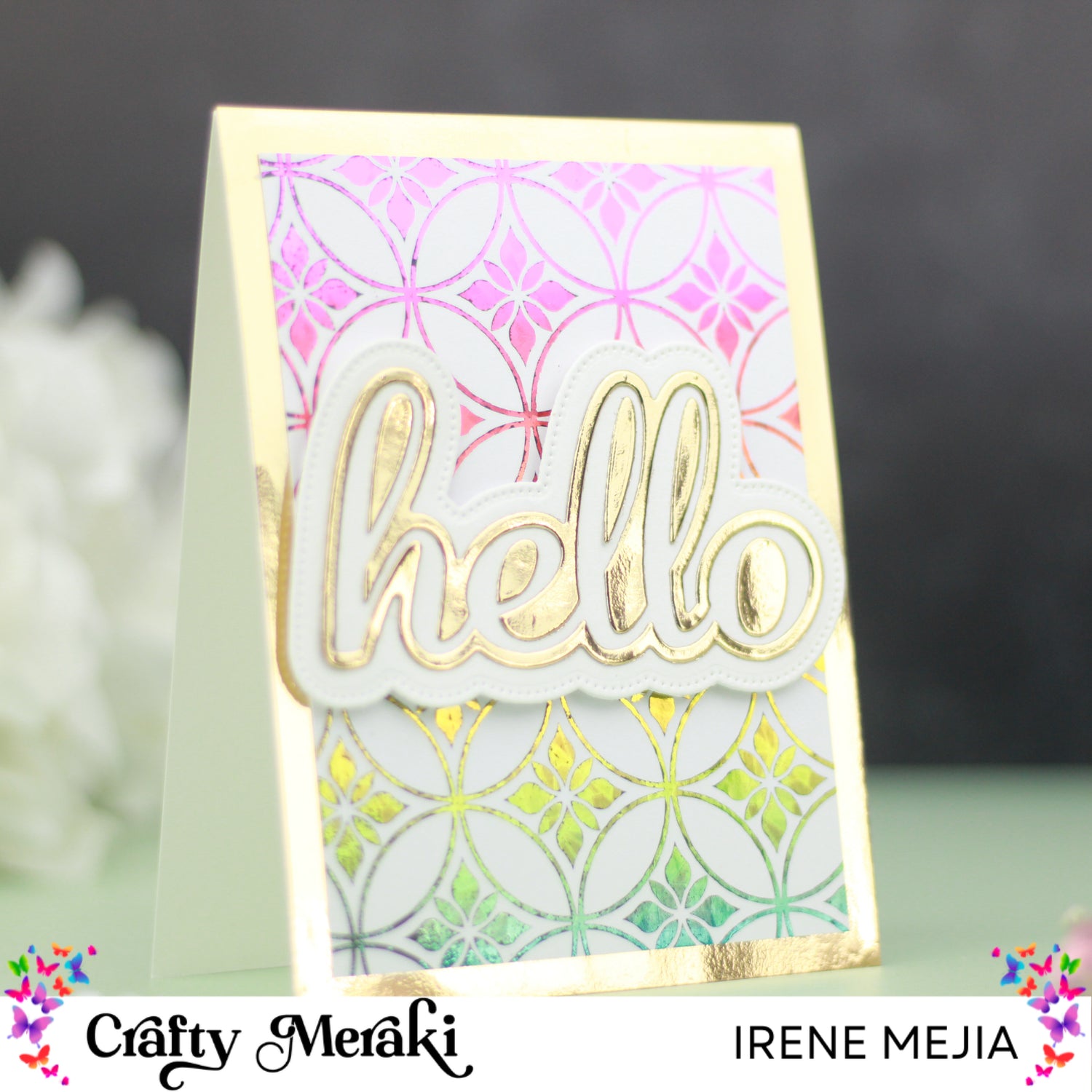 Gold Foil Hello card by Irene