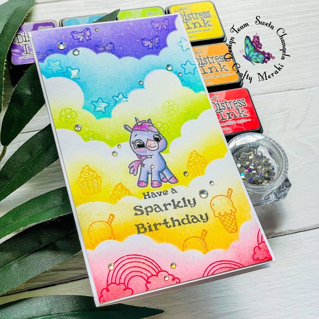 Magical rainbow using smaller stamps ~ by Sweta