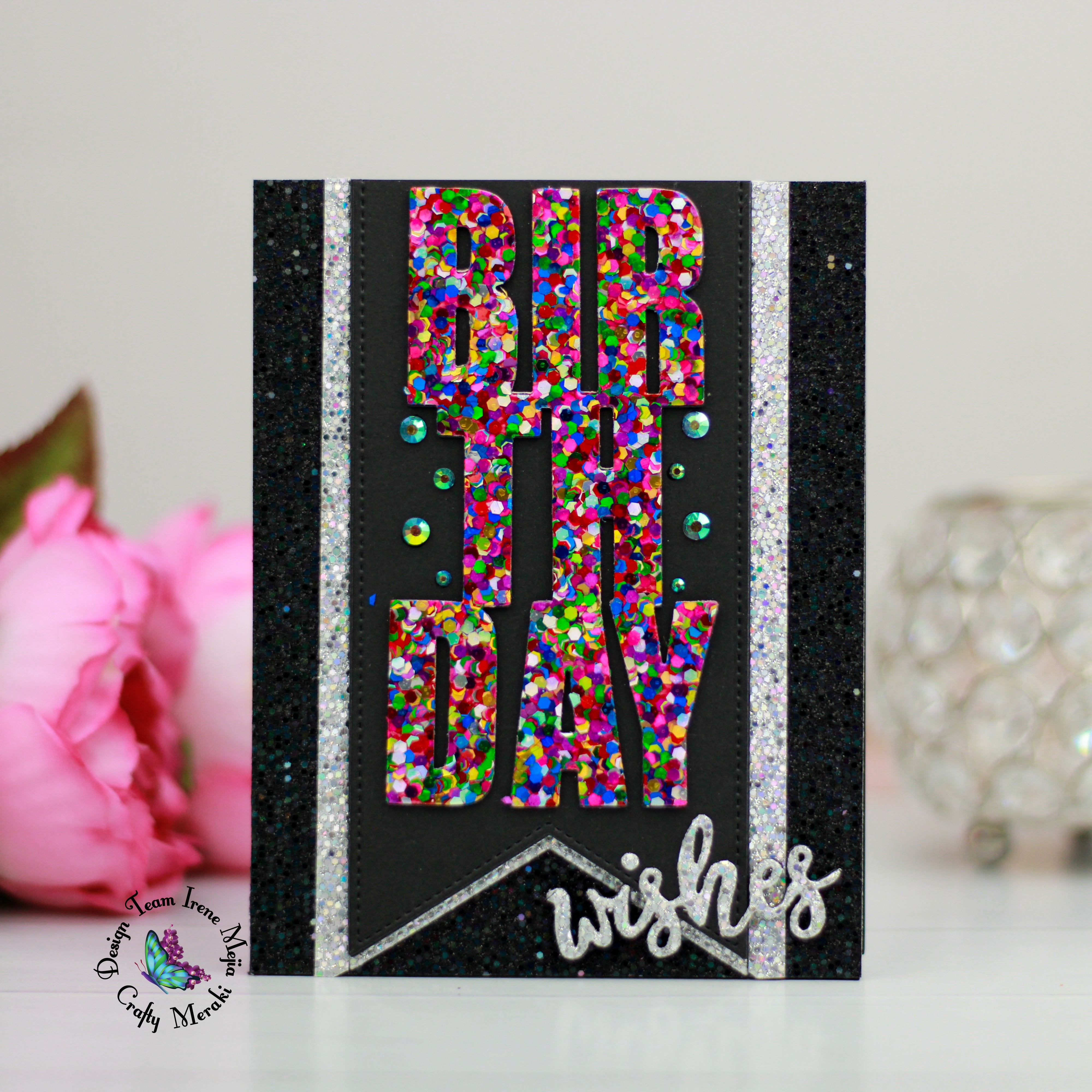 Glitter Die Cut Birthday Card by Irene