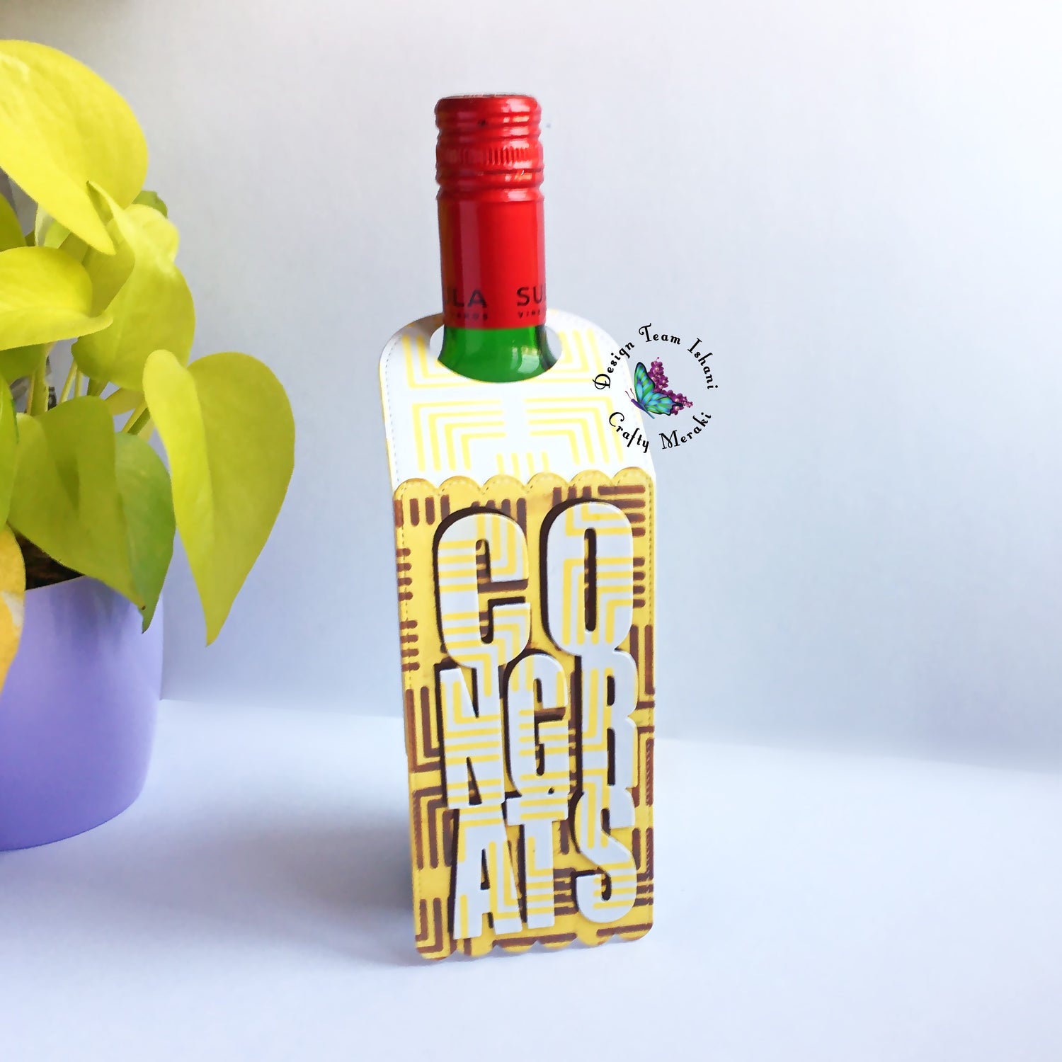 Wine Tag with New #merakimotifs stencils by Ishani