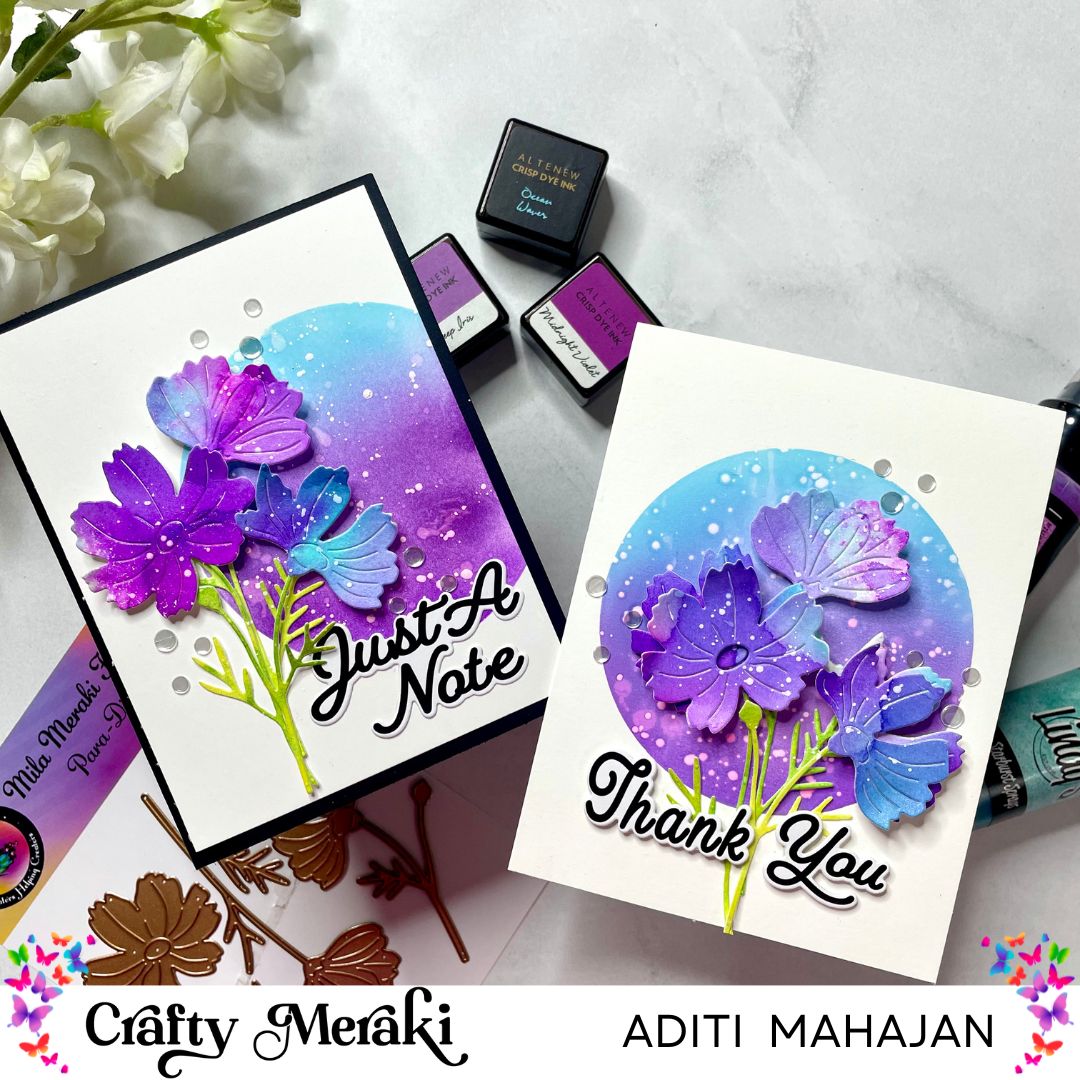 Quick & Easy Floral Cards with Mila Flora Die colored with Lindy's Sprays