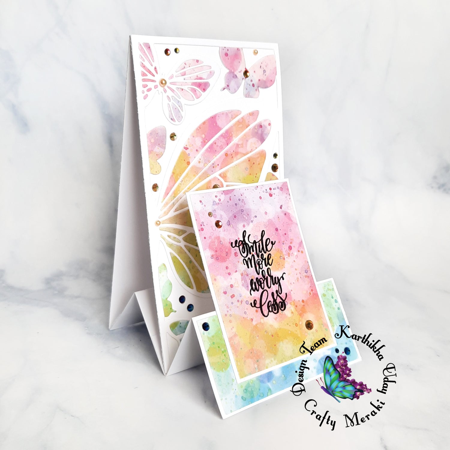 Mini Slimline Tent Fold Card by Karthikha