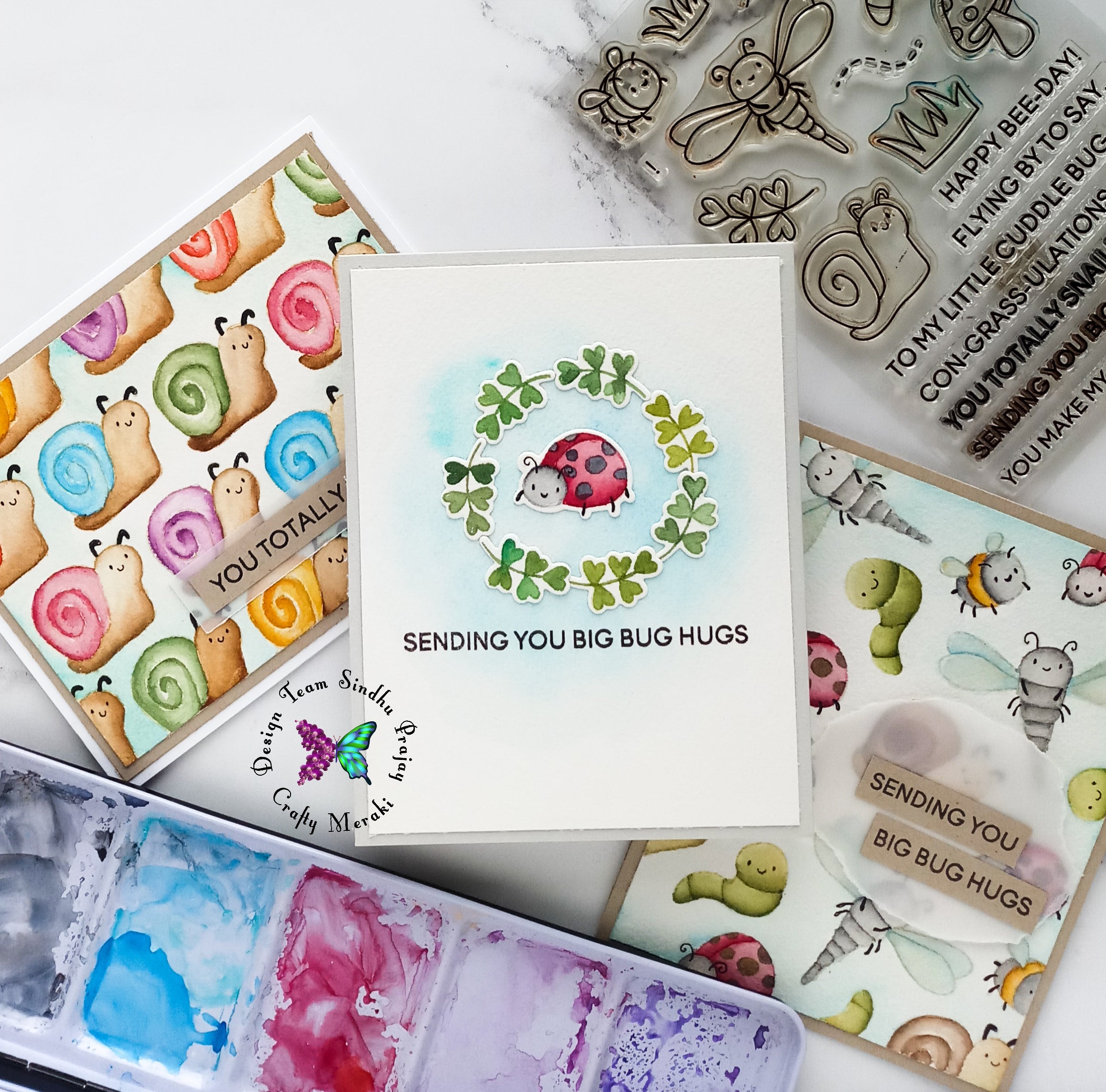 Snailed it! One stamp 3 cards