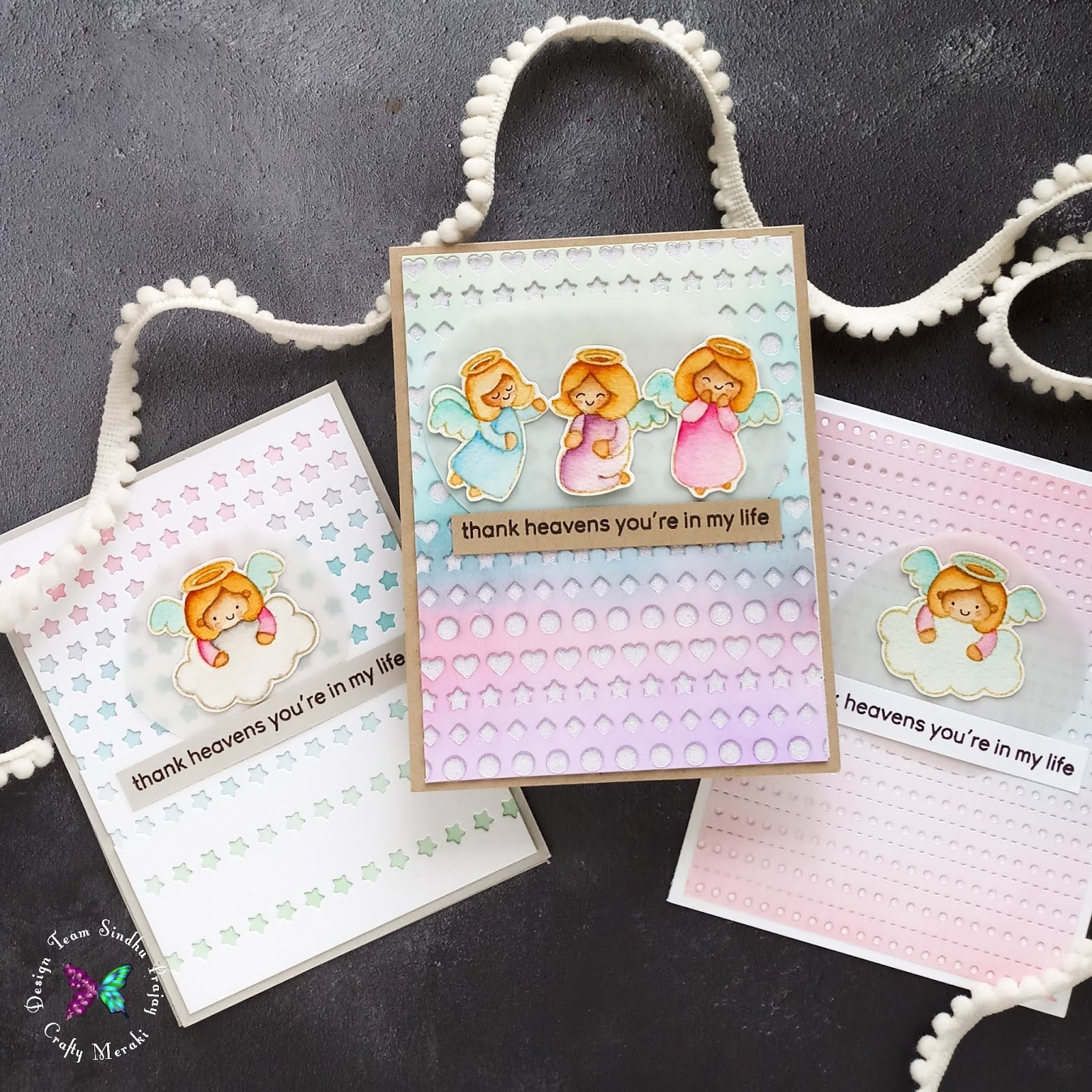 Die Cut backgrounds - 3 cards with Sindhu!