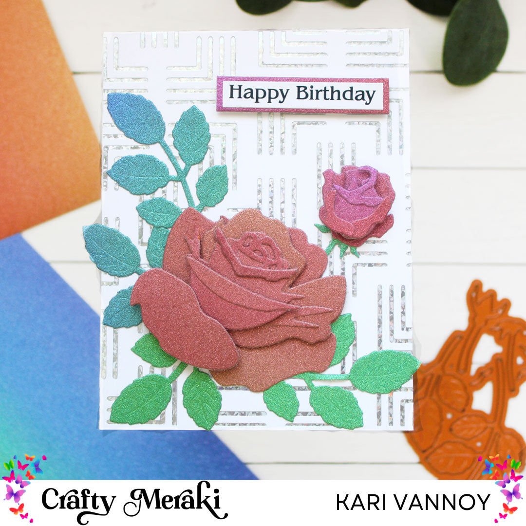 3D Glitter Rose Card