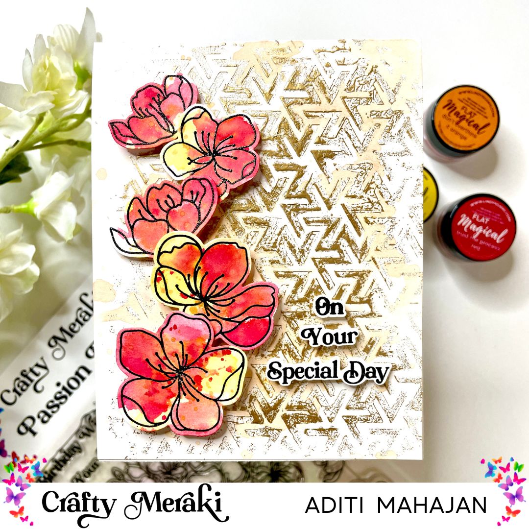 Faux Foiled Background & Easy coloured images with Passion Posies