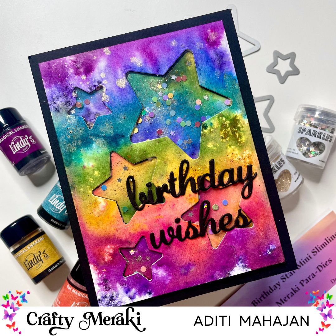 Rainbow Star Birthday Shaker Card- Using one die