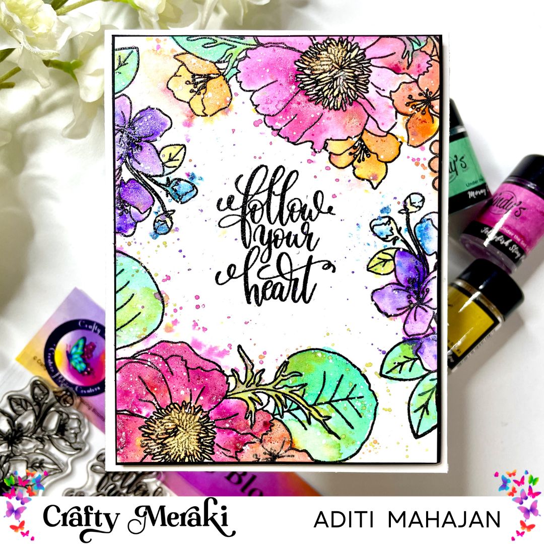Stamping On the Border | Easy Coloring Technique | Amazing Blooms