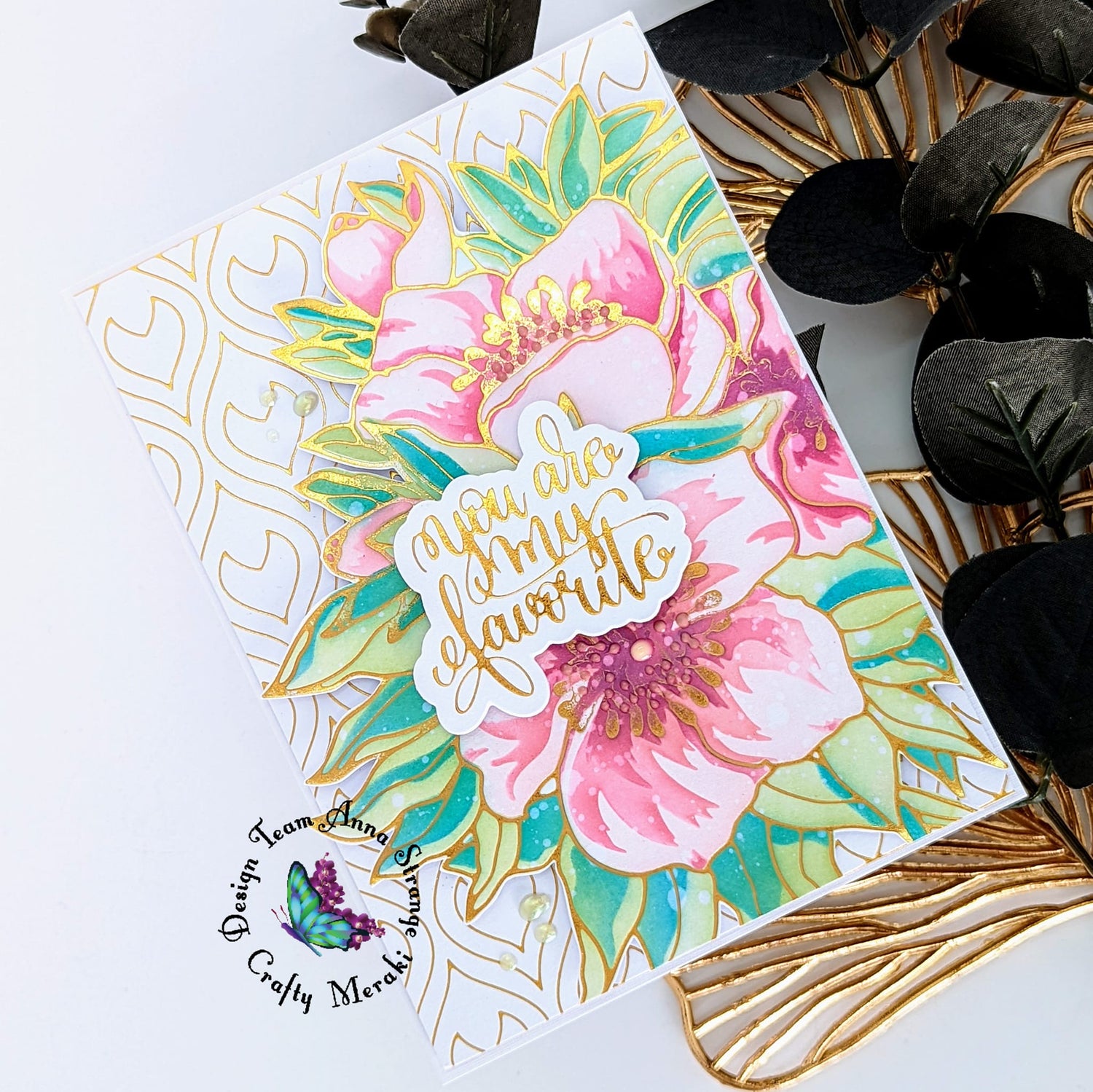 Floral card with hot foil