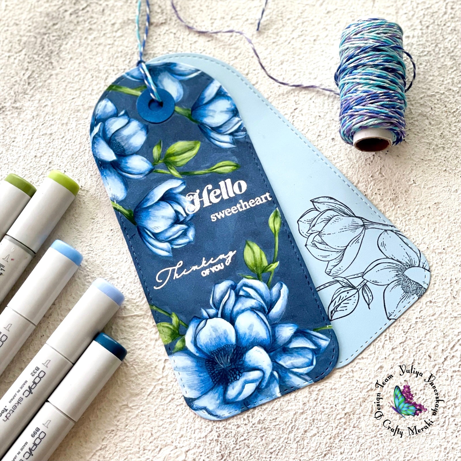 Magnolia Blossoms Slimline Tag by Yuliya
