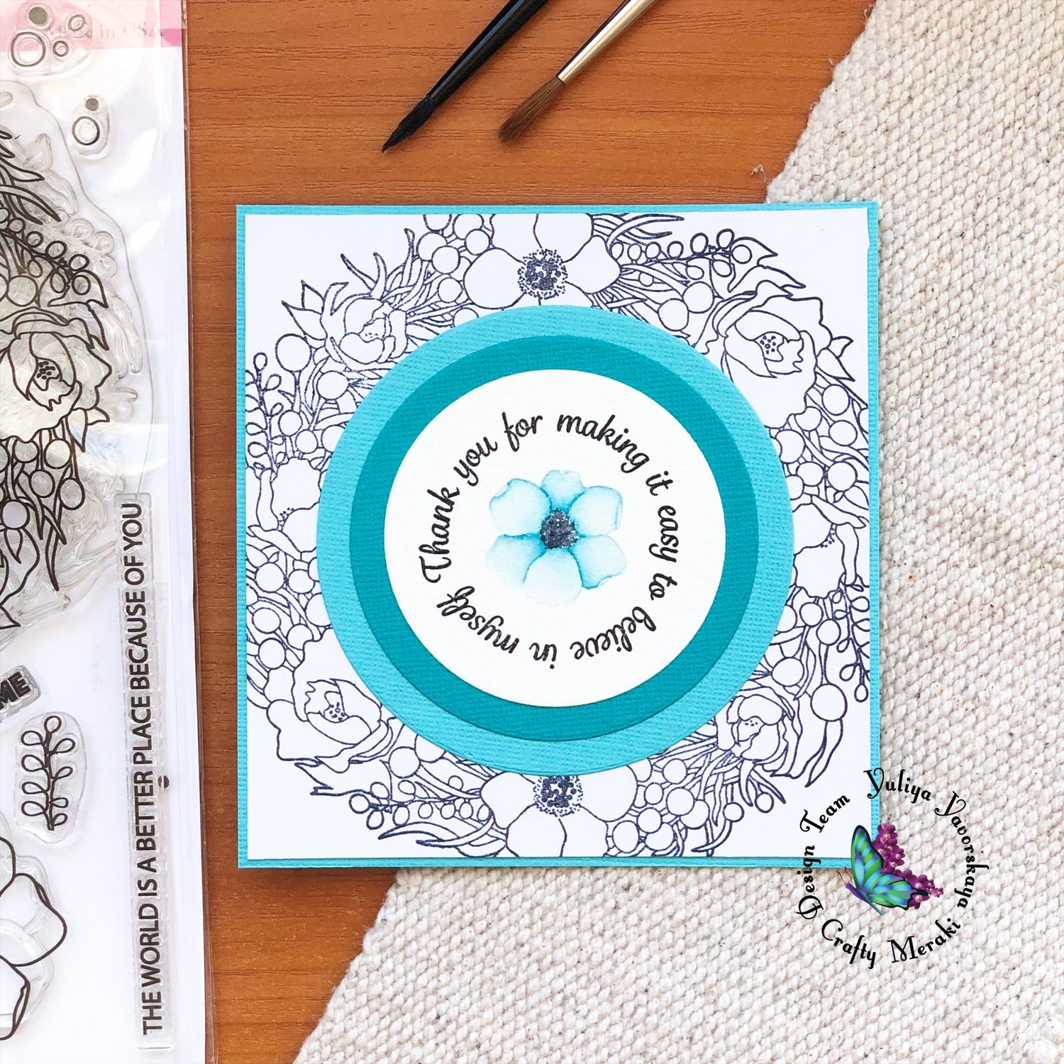 Thank you floral card by Yuliya