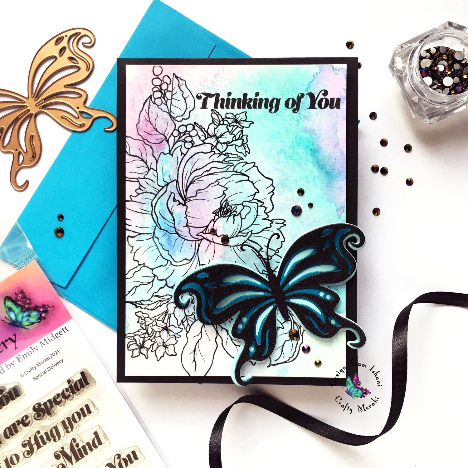 Butterfly card with layering dies, quick and easy butterfly card, thinking of you card, condolence card, ishani