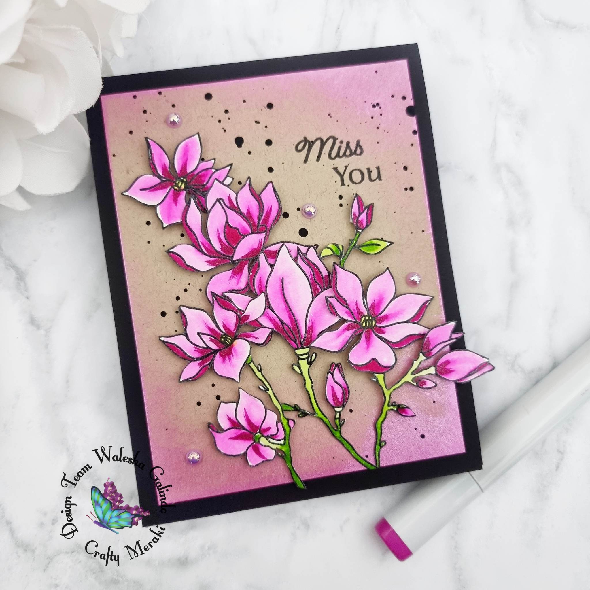 Crafty Meraki Whimsical Magnolias Coordinating Meraki Para-Dies