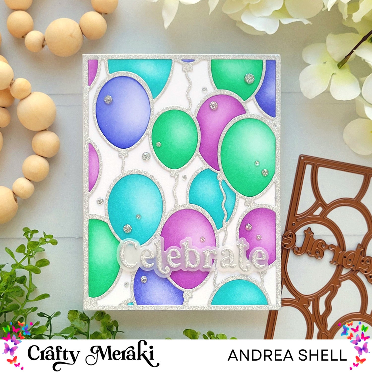 Crafty Meraki Party Balloons Background A2 Para-Dies