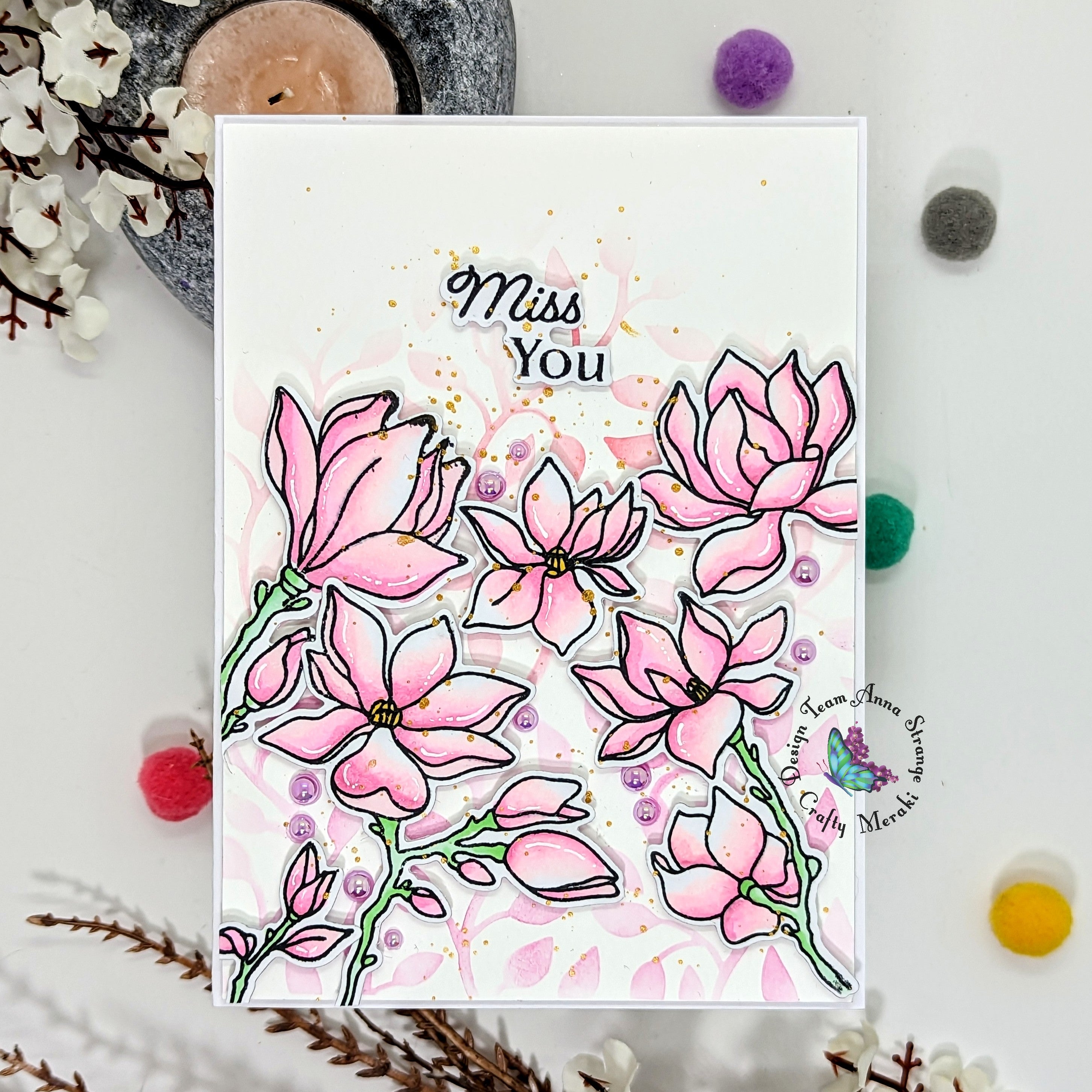 Crafty Meraki Whimsical Magnolias Stamp Set