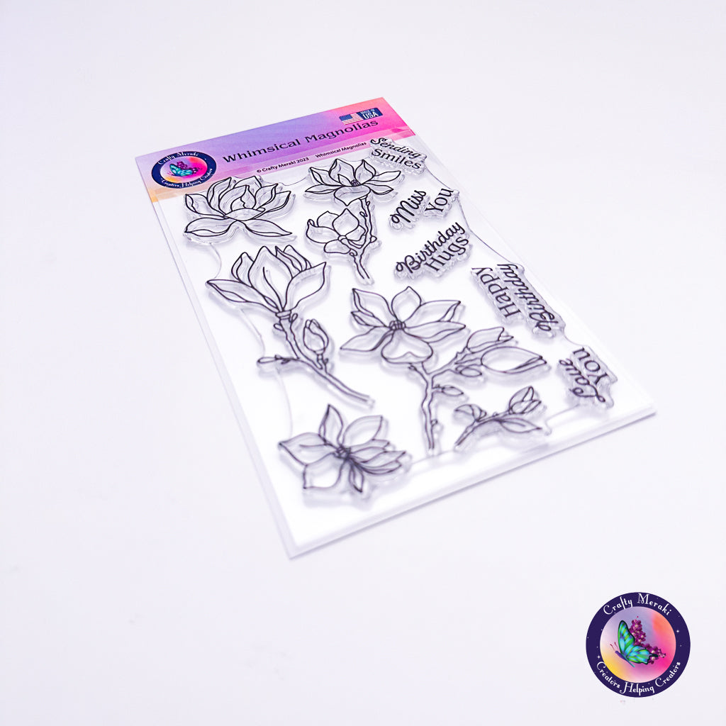 Crafty Meraki Whimsical Magnolias Stamp Set