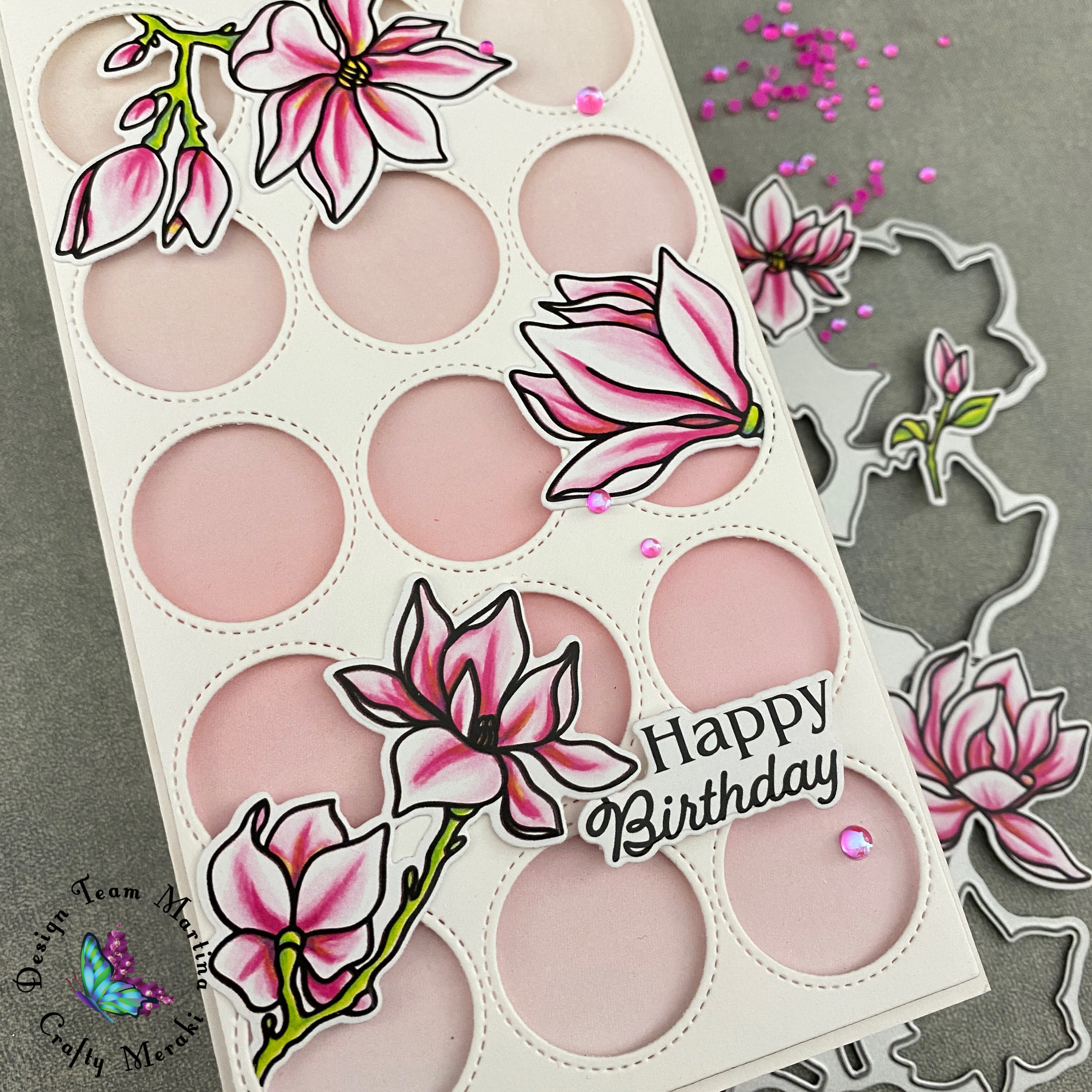 Crafty Meraki Whimsical Magnolias Coordinating Meraki Para-Dies