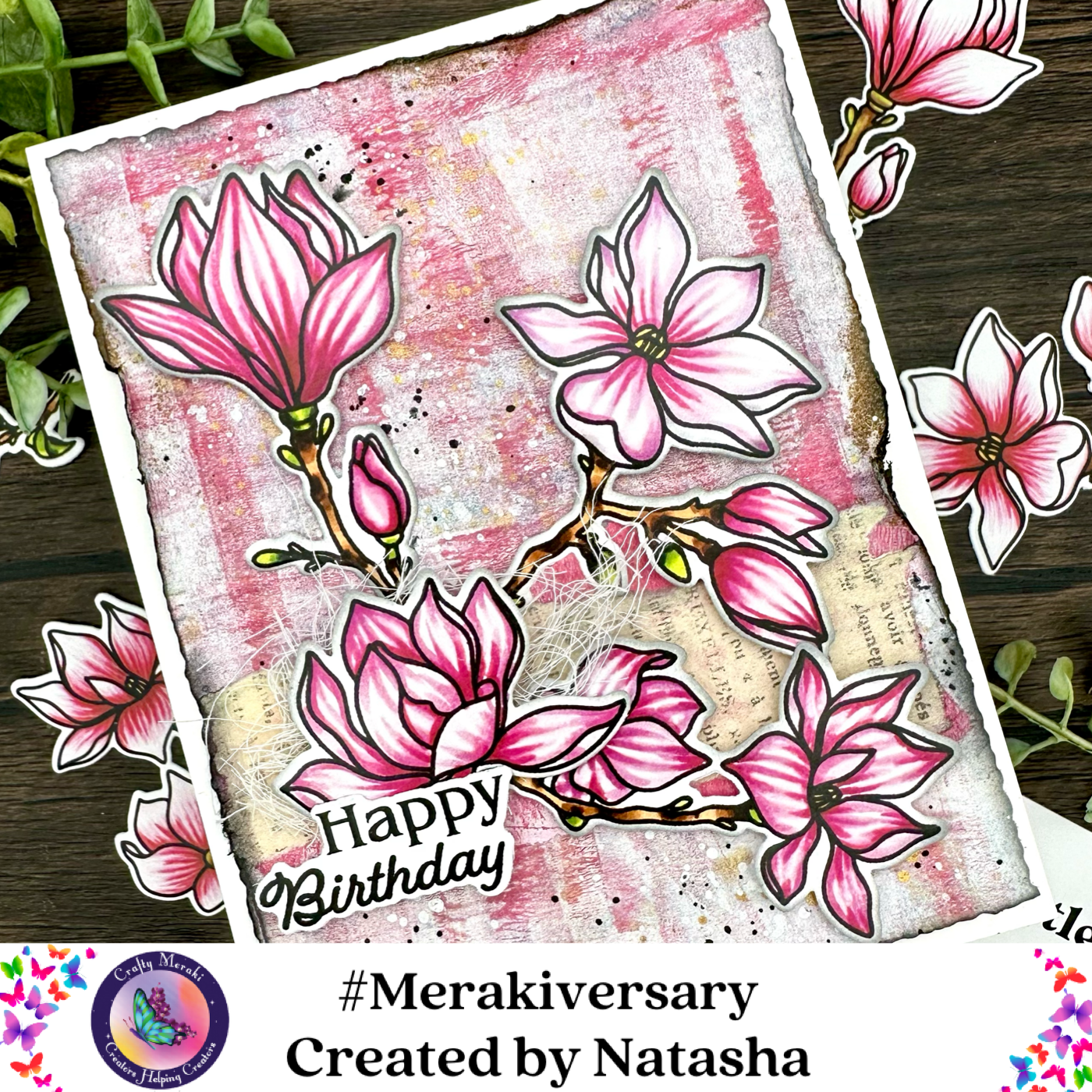 Crafty Meraki Whimsical Magnolias Coordinating Meraki Para-Dies