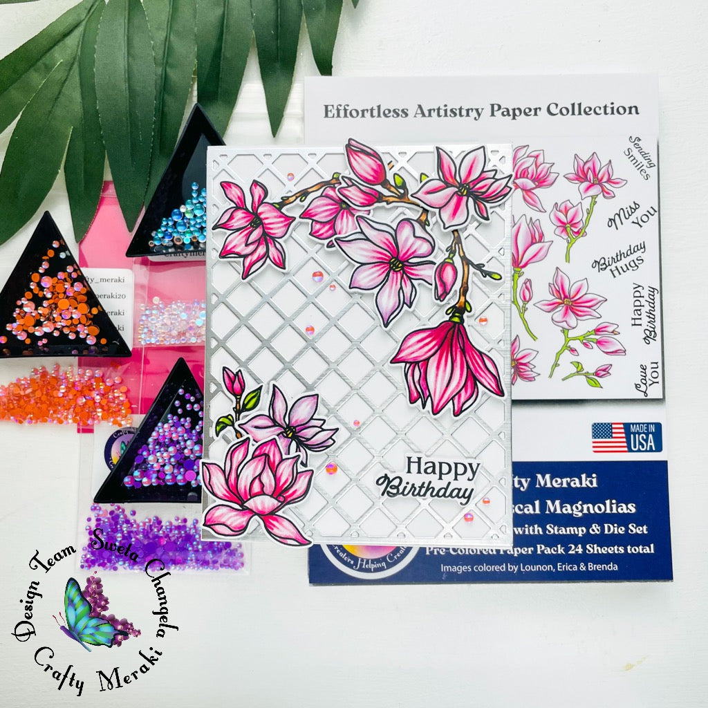 Crafty Meraki Whimsical Magnolias Coordinating Meraki Para-Dies