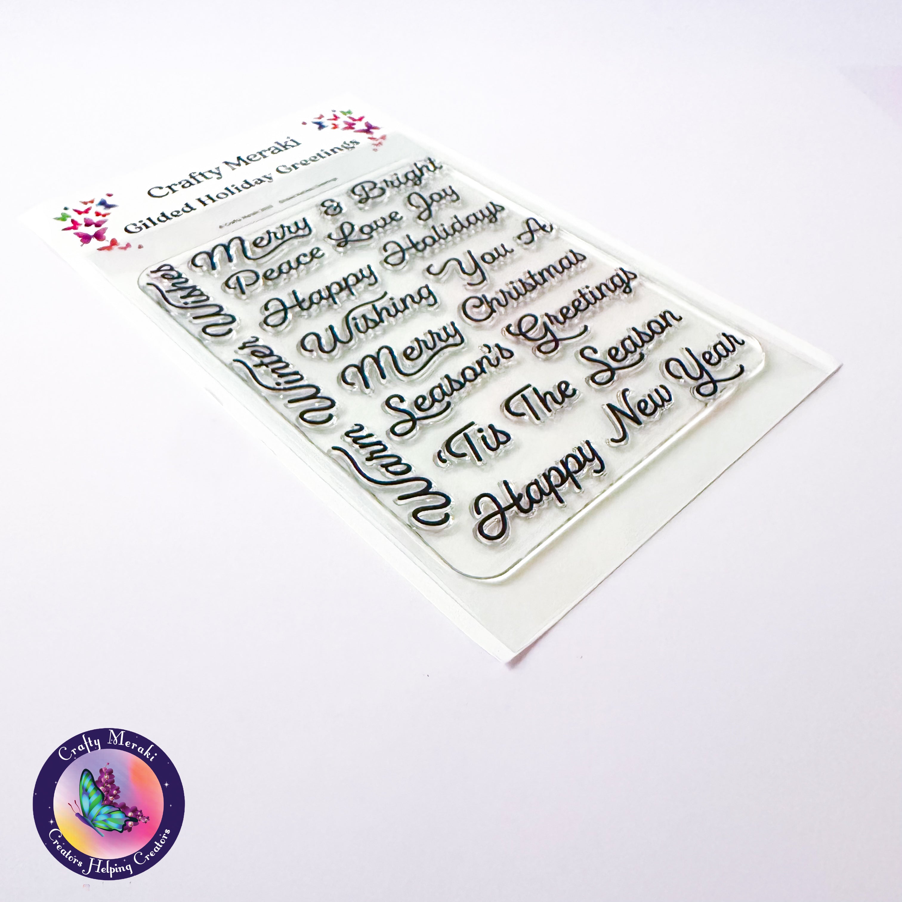 Crafty Meraki Gilded Holiday Greetings Stamp Set