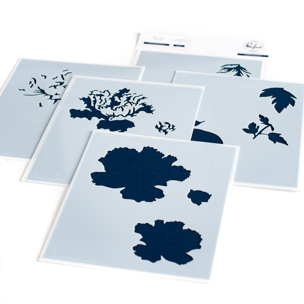 Pinkfresh Studio Friendship Blooms layering Stencil set - Crafty Meraki
