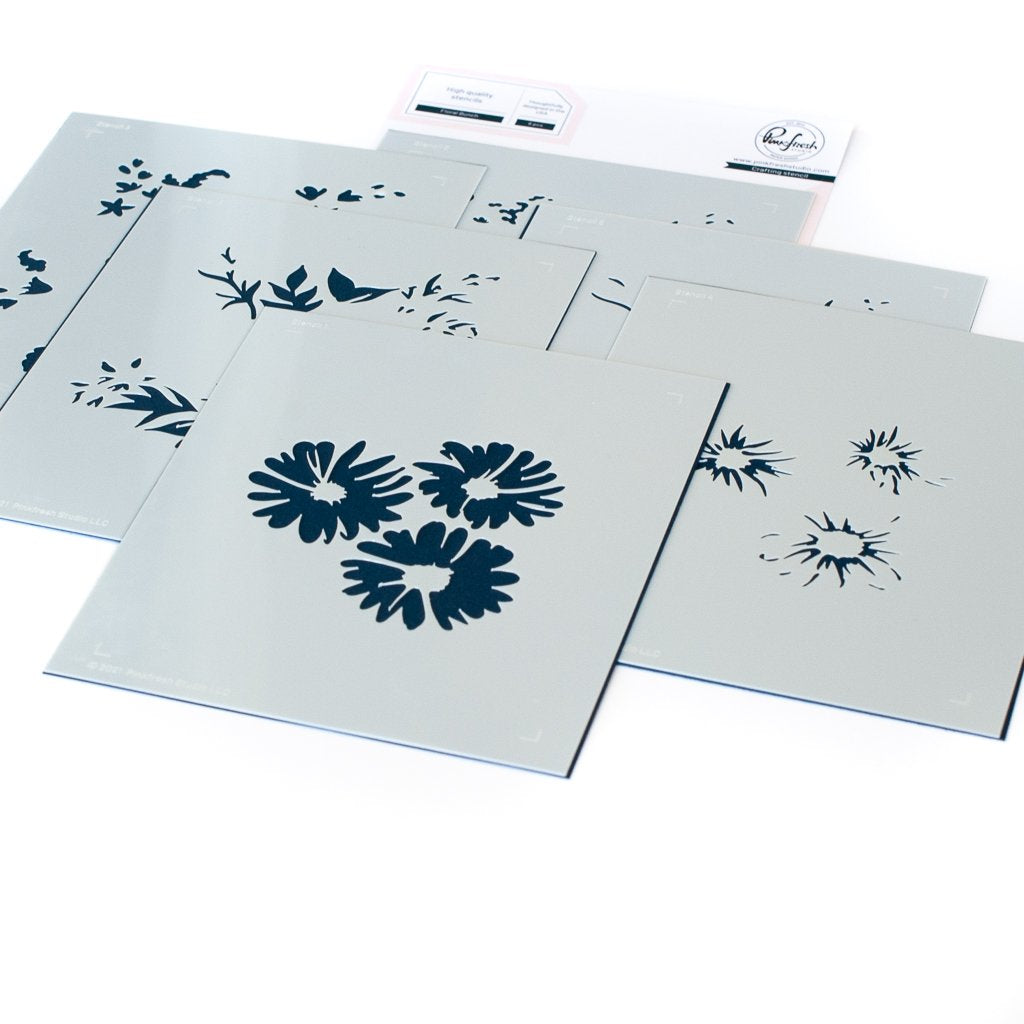 Pinkfresh Studio Floral Bunch layering stencil set - Crafty Meraki