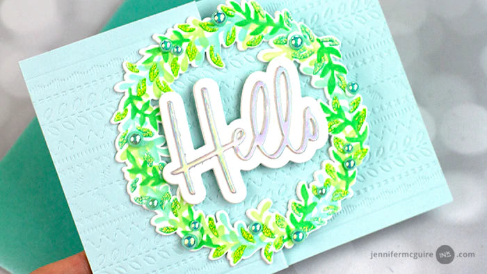 Pinkfresh Studio Overlapping leafy wreath stencil - Crafty Meraki