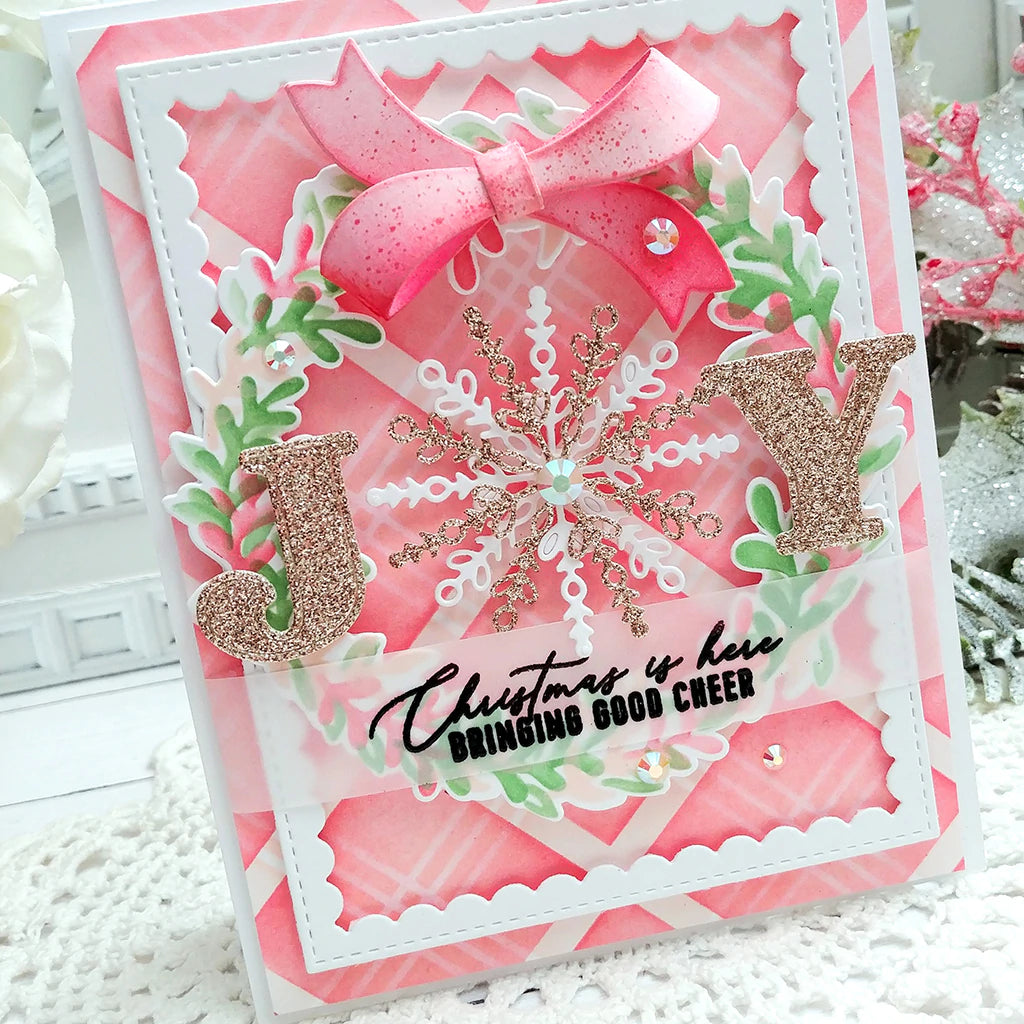 Pinkfresh Studio Overlapping leafy wreath stencil - Crafty Meraki