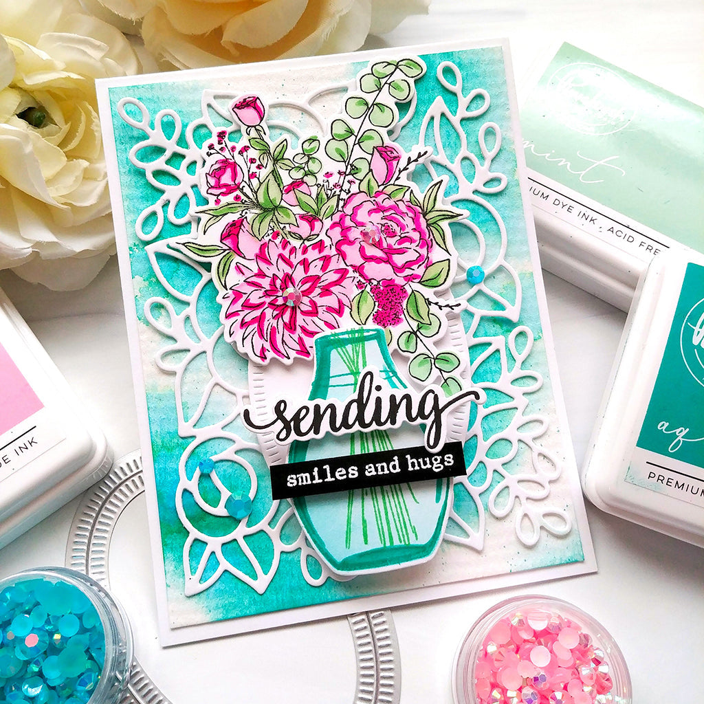 Pinkfresh Studio Floral Vase layering stencil set - Crafty Meraki