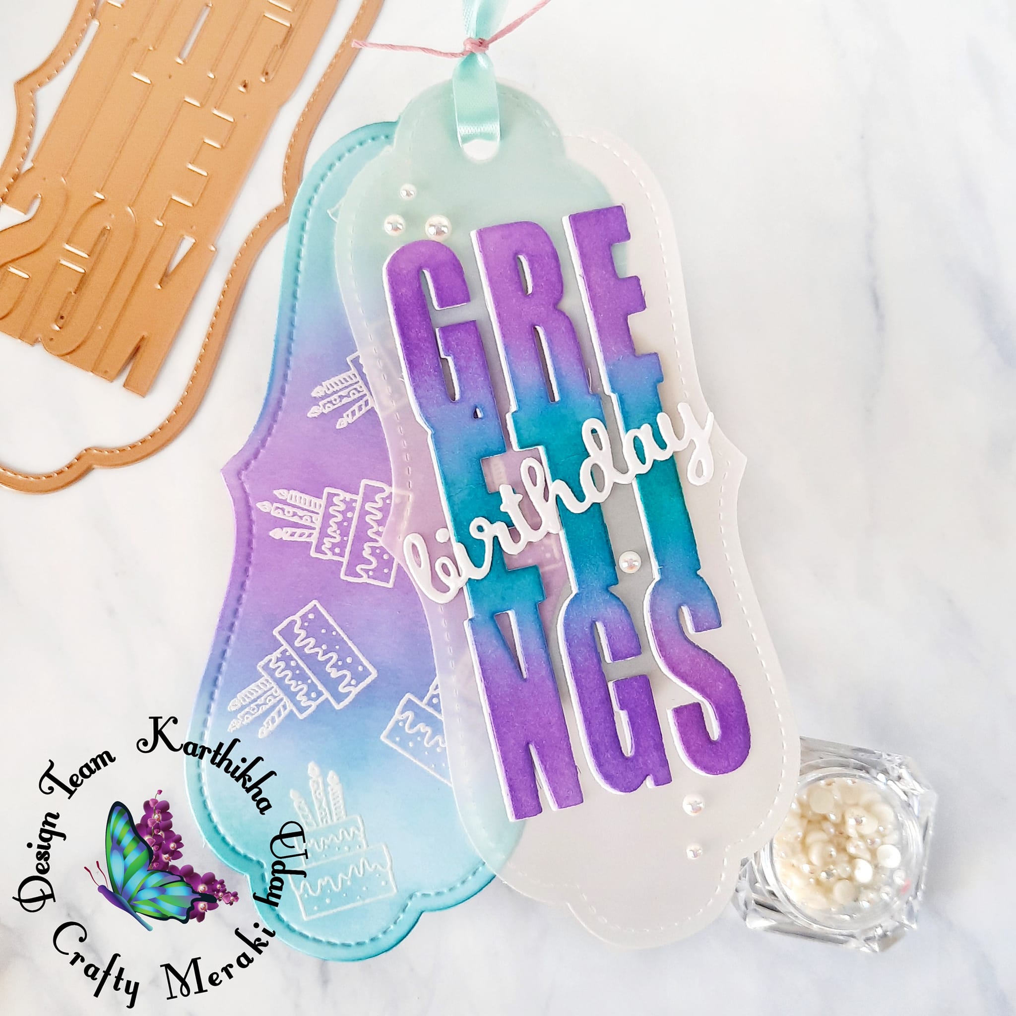Crafty Meraki Greetings Slimline Tag die - Crafty Meraki