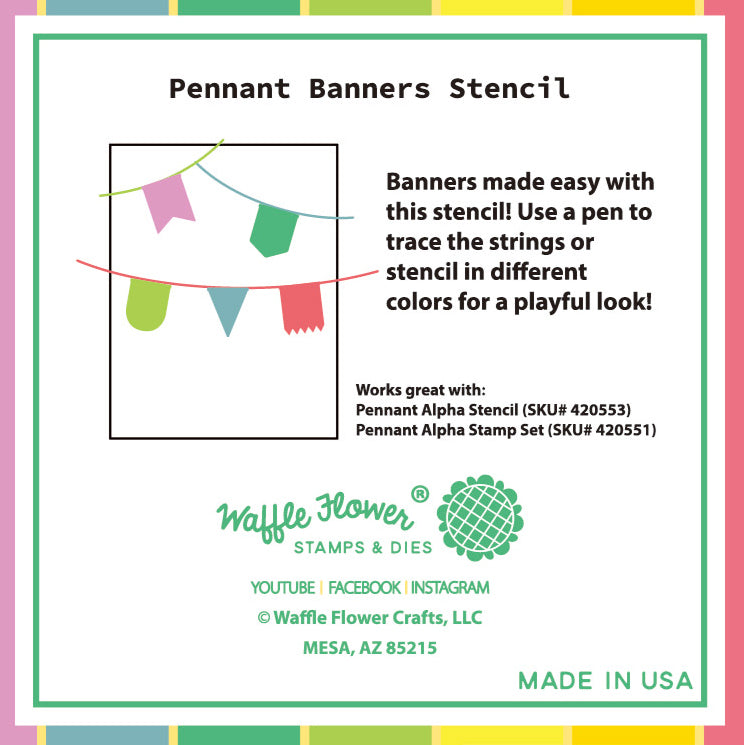 Waffle Flower Pennant Banners Stencil - Crafty Meraki
