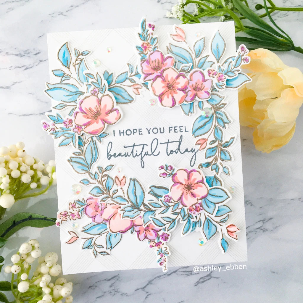 Pinkfresh Studio Indigo vines stencil - Crafty Meraki