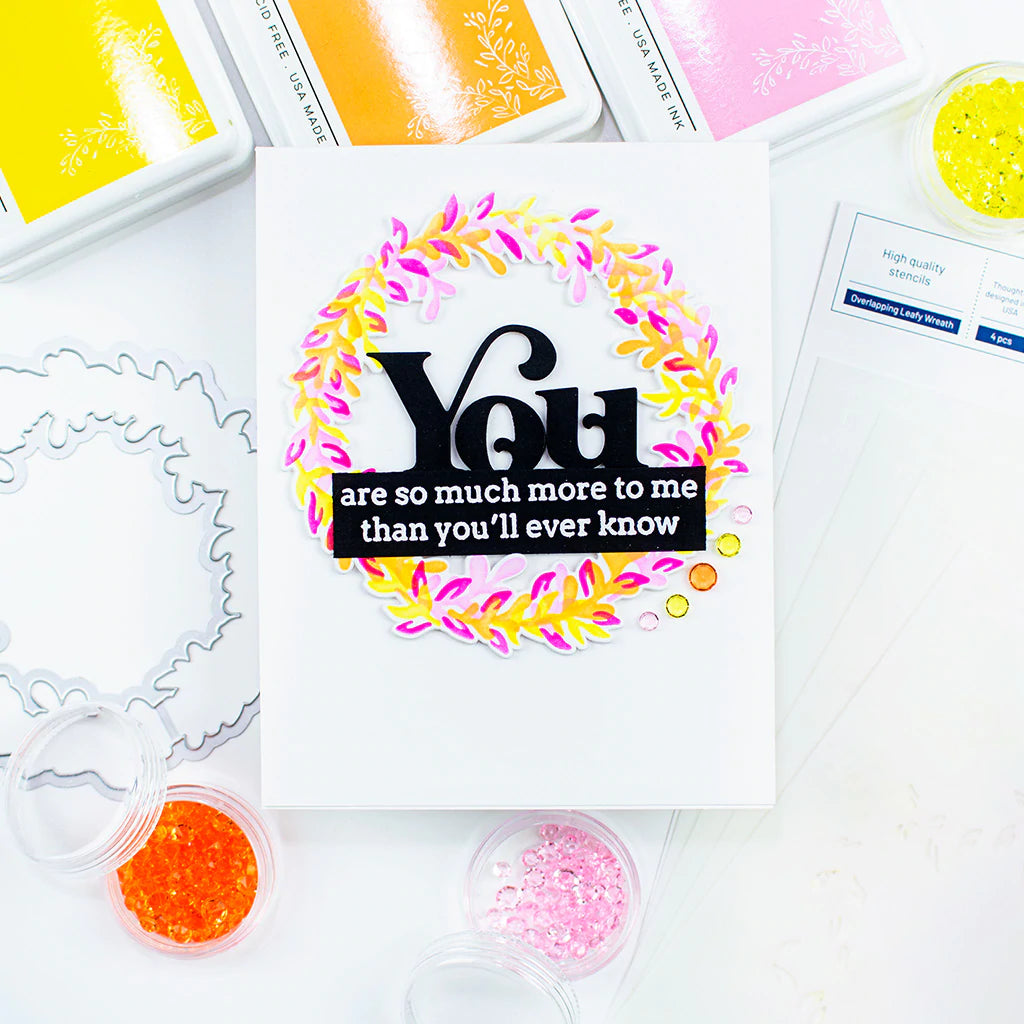 Pinkfresh Studio Overlapping leafy wreath stencil - Crafty Meraki