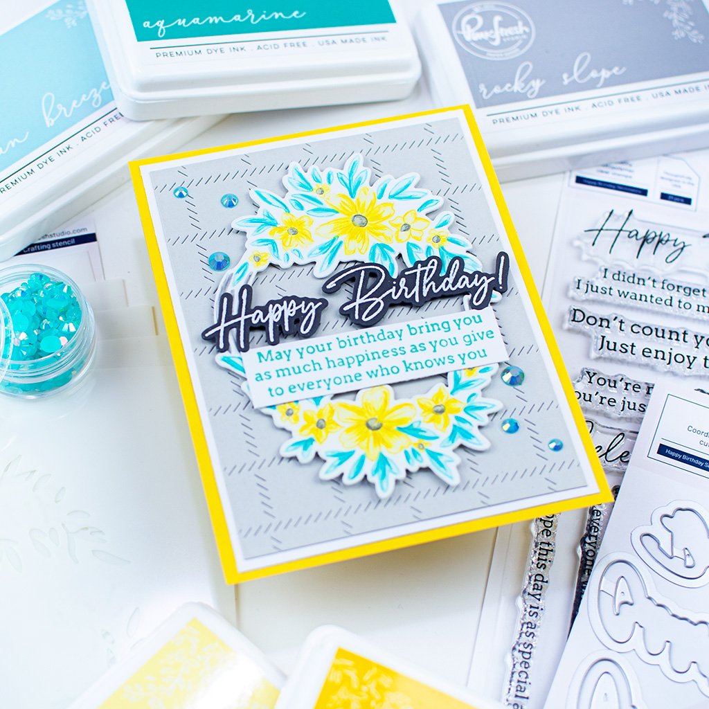 Pinkfresh Studio Rustic Floral Wreath layering Stencil set - Crafty Meraki