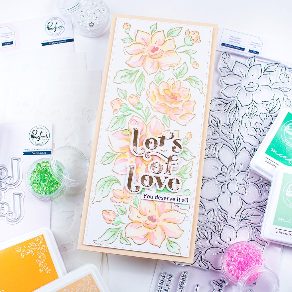 Pinkfresh Studio Heartfelt Thanks layering stencil set - Crafty Meraki