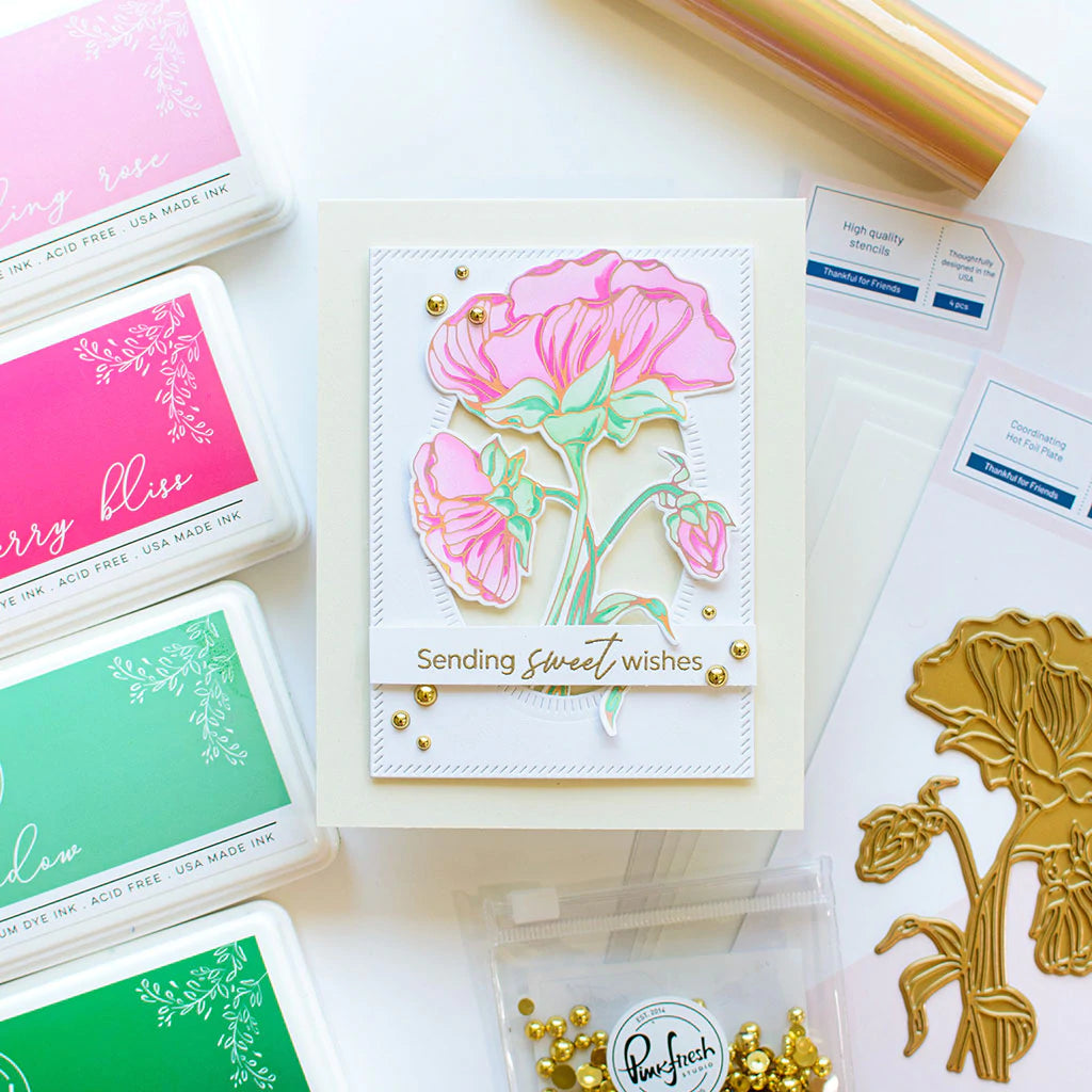 Pinkfresh Studio Thankful for friends hot foil plate - Crafty Meraki