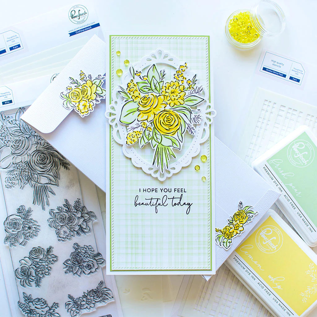 Pinkfresh Studio Joyful bouquet stencil - Crafty Meraki
